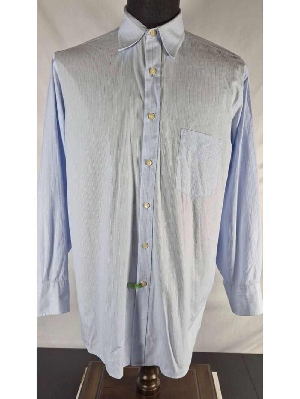 BCBG Max Azria Mens Large Blue Striped Dress Shirt 16.5 32/33